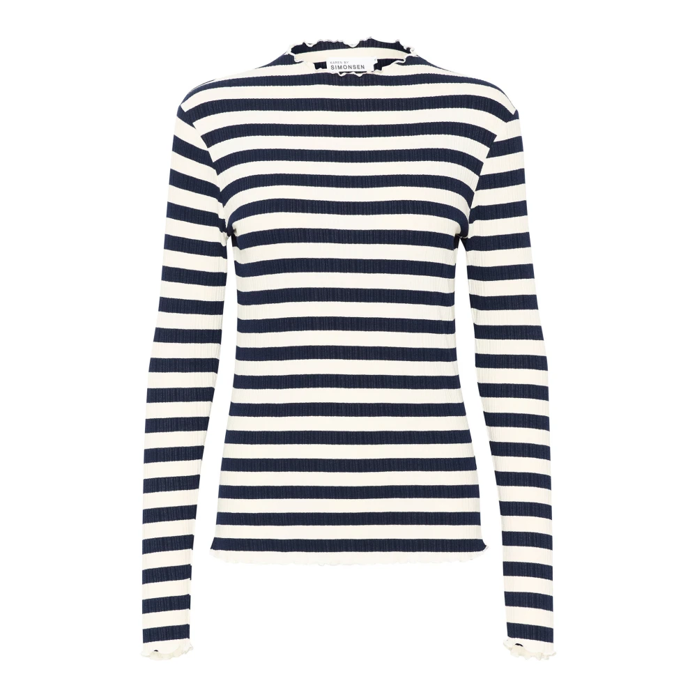 Karen by Simonsen Gestreepte top met gekrulde randen Multicolor Dames