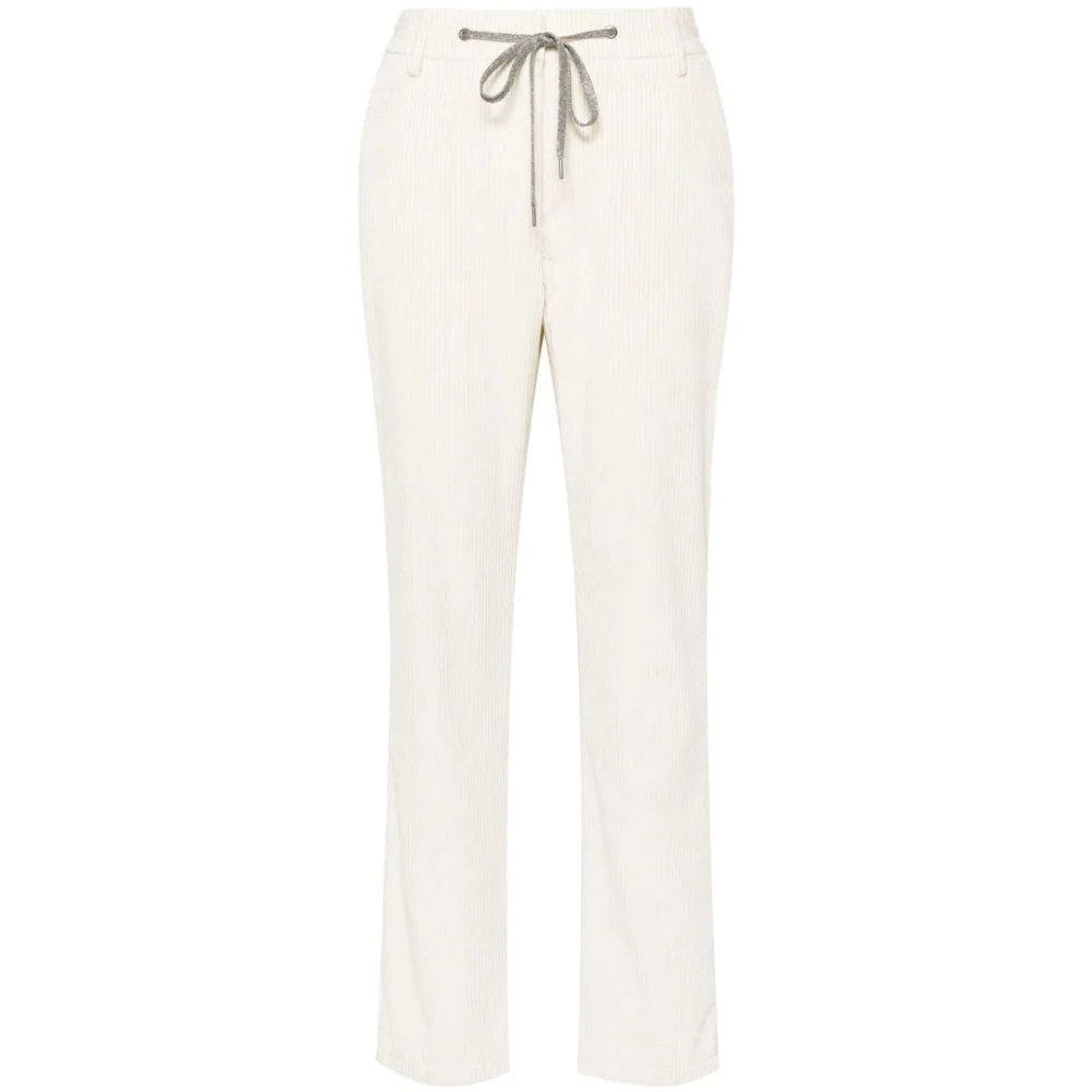 Eleventy Witte Casual Trekkoordbroek White Dames