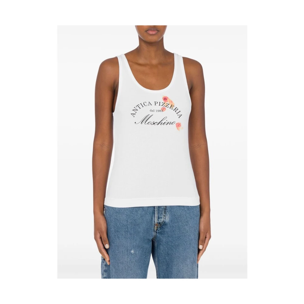Moschino Witte Mouwloze Racerback Sweater White Dames