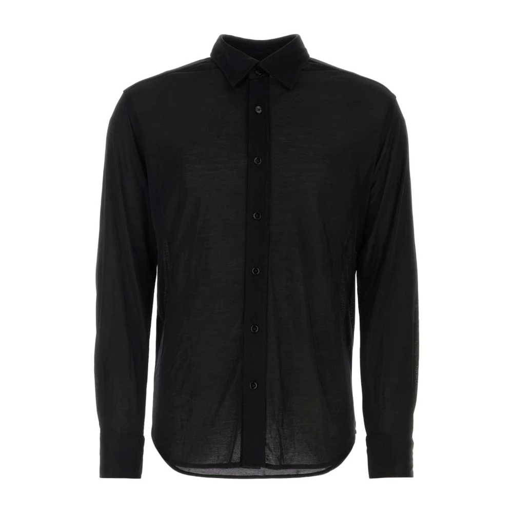 Tom Ford Zwarte doorschijnende zijden blouse Black Heren