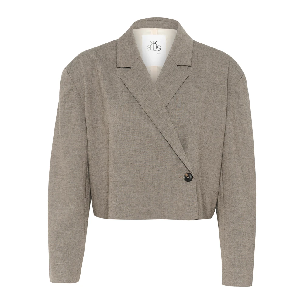 Karen by Simonsen Asymmetrische Knoop Blazer Walnoot Melange Gray Dames