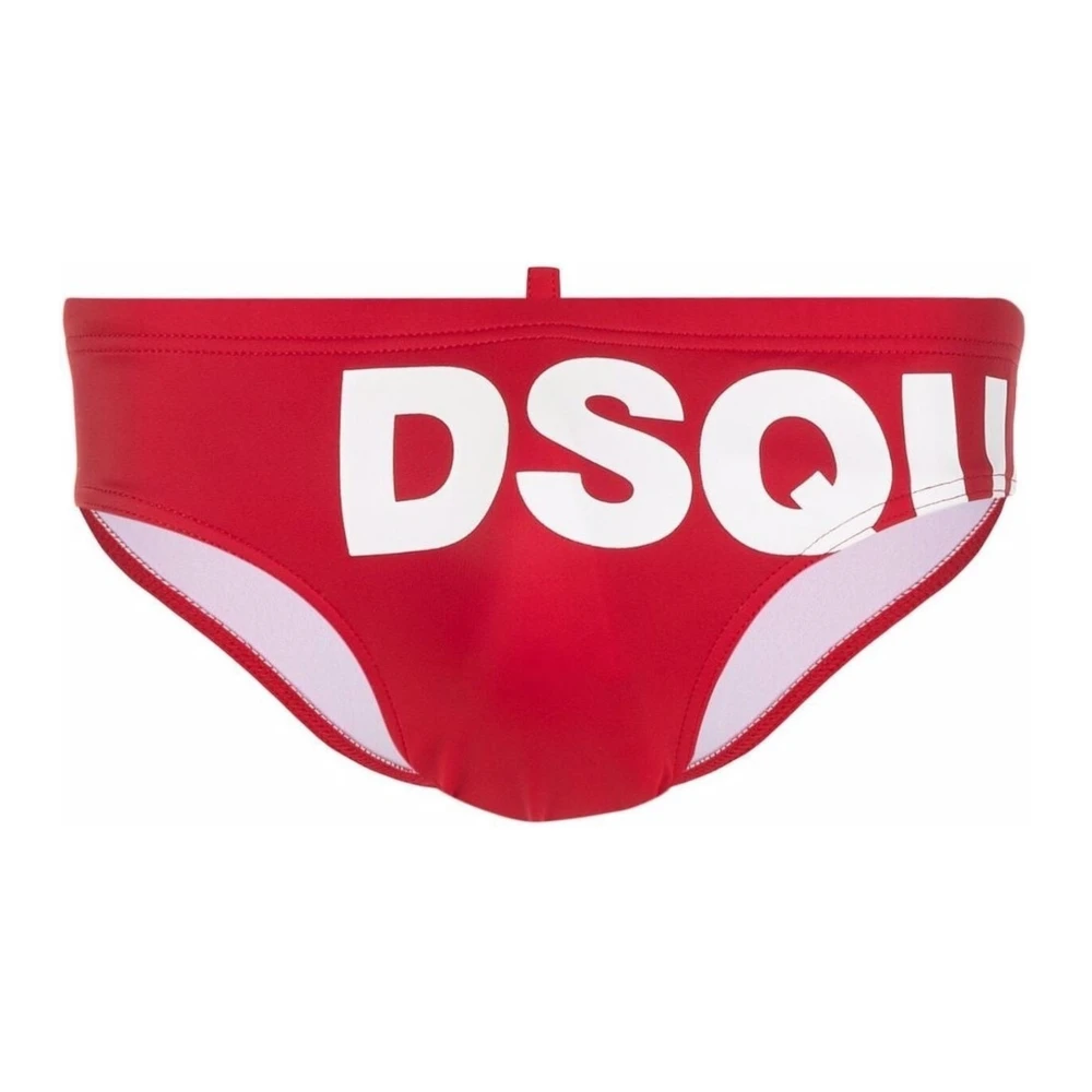 Dsquared2 Logo Zwembroek Hoogwaardige zwemkleding voor heren Red Heren