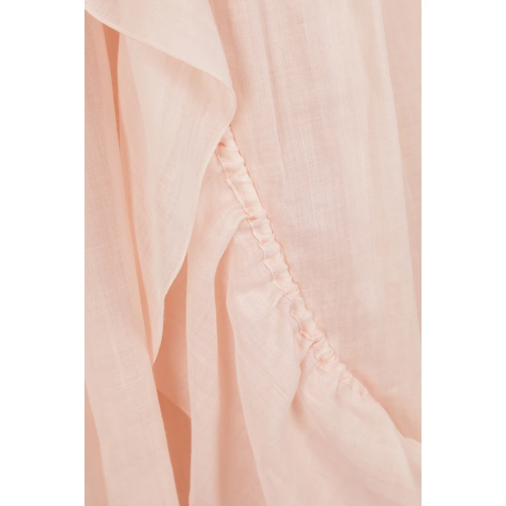 Chloé Mouwloze lange jurk met ruches en geribbelde details Pink Dames