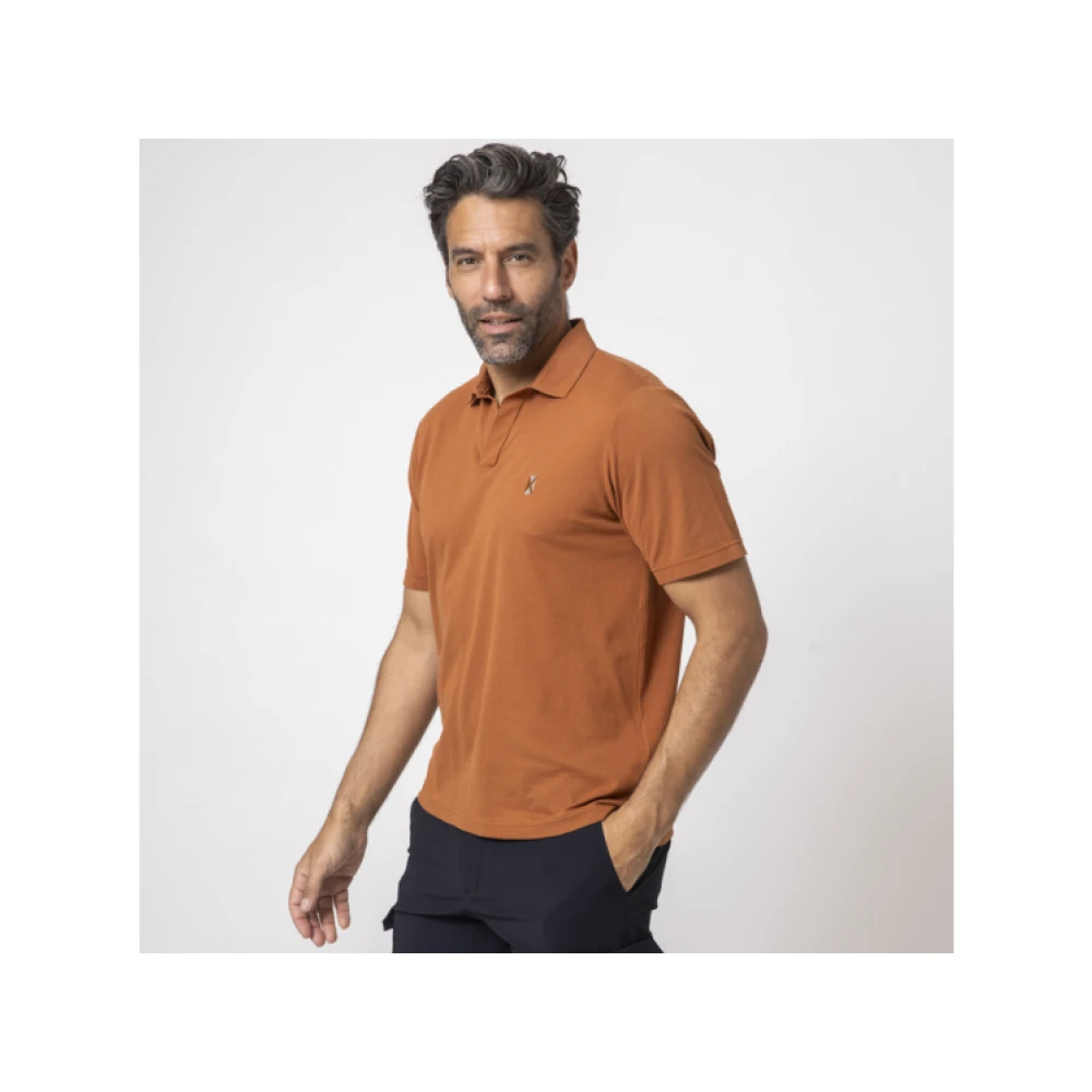 Gran Sasso Terracotta Skipper Kraag Polo Shirt Brown Heren