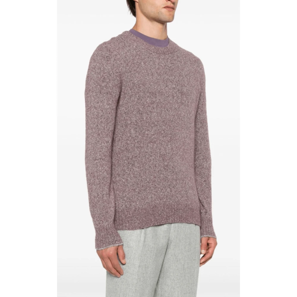 BRUNELLO CUCINELLI Gebreide Crew Neck Sweater Purple Heren