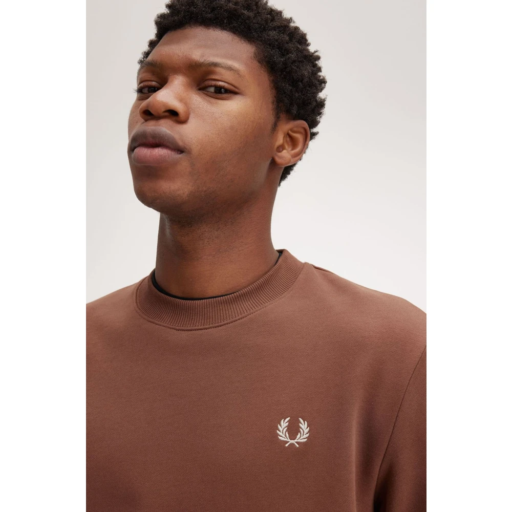 Fred Perry Bruine Crewneck Sweatshirt Brown Heren