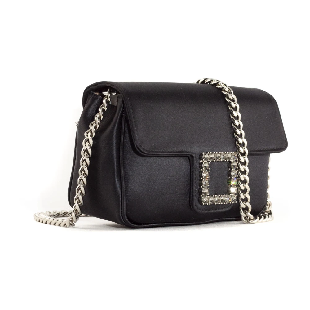 Roberto Festa Zwarte Satijnen Lunette Schoudertas Black Dames