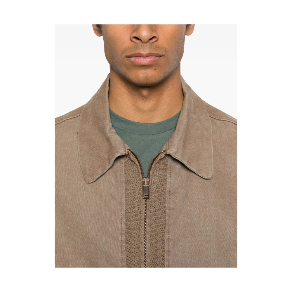Emporio Armani Bruine Jas met Rits en Logopatch Brown Heren