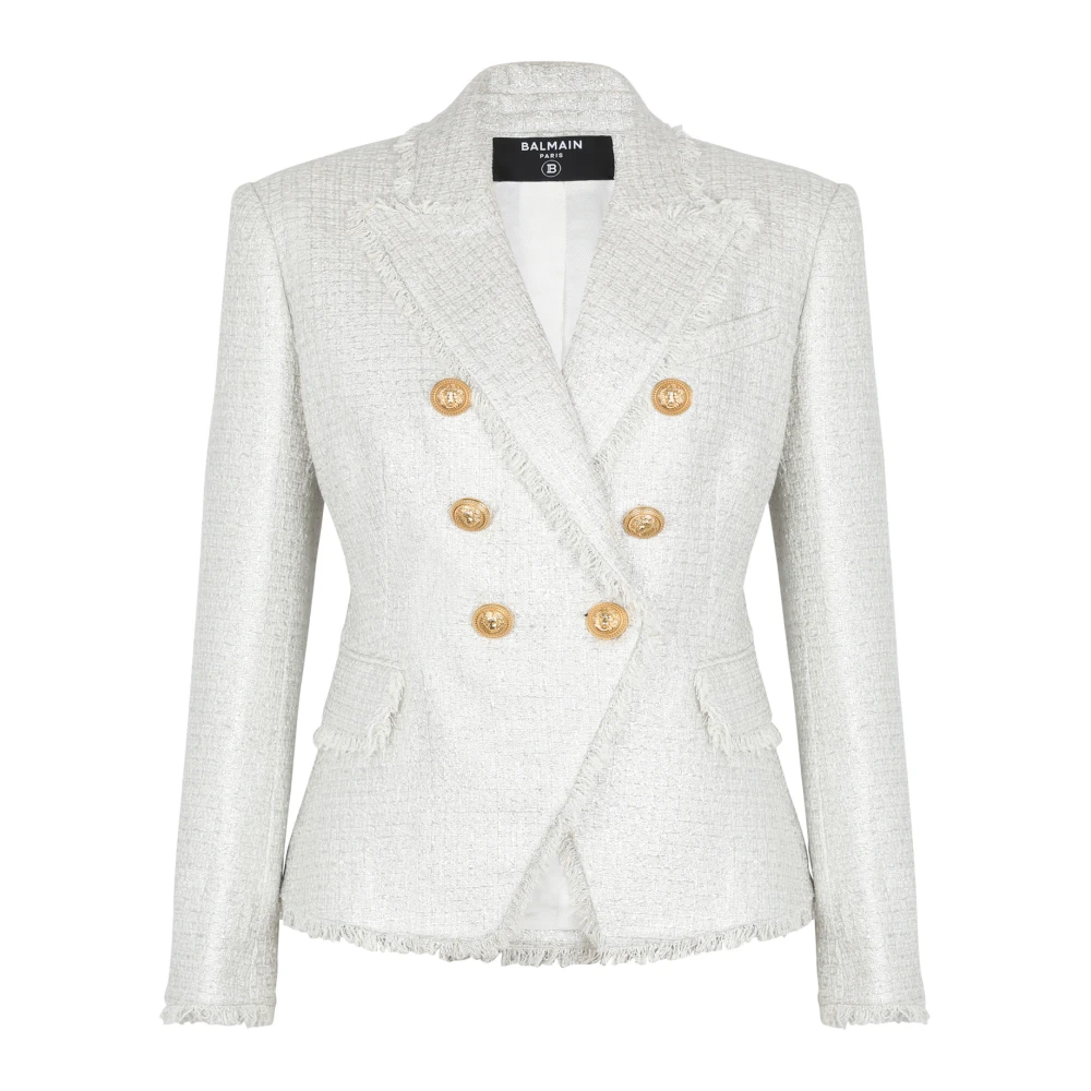 Balmain Dubbelrijige tweedjas Gray Dames