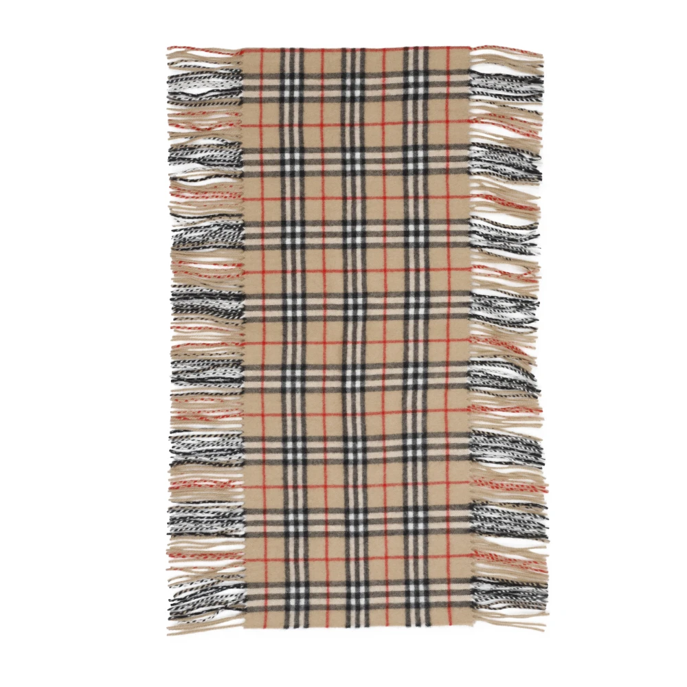 Burberry Archief Beige Franje Ruit Sjaal Beige Dames