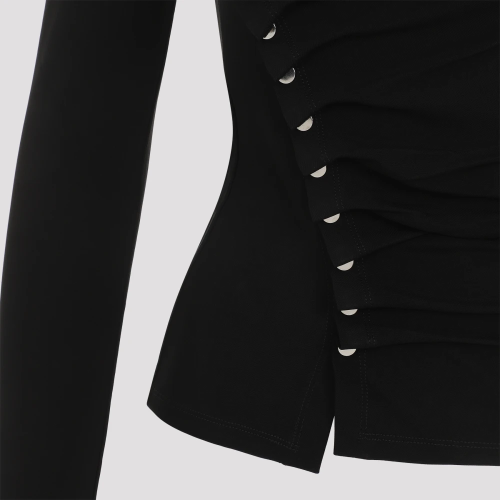 Paco Rabanne Stijlvol Zwart Top met Knoopdetails Black Dames