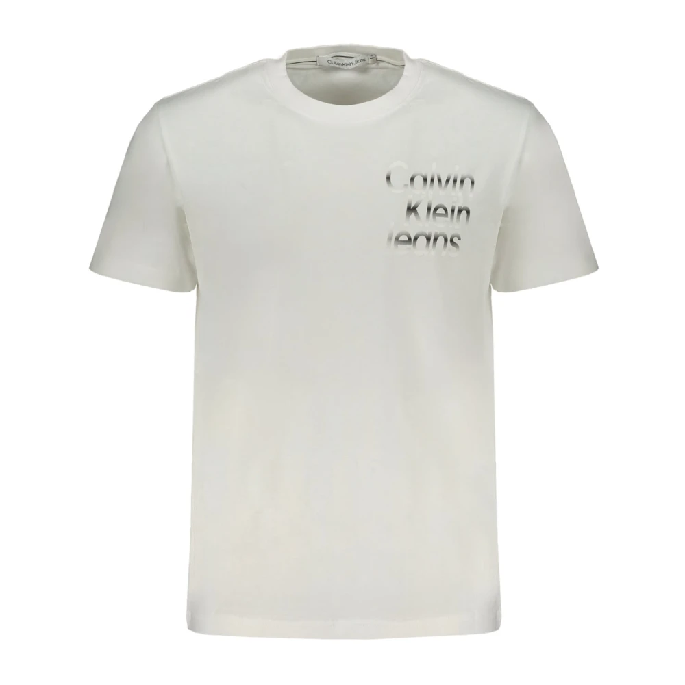 Calvin Klein Katoenen T-Shirt met Korte Mouwen en Logo White Heren