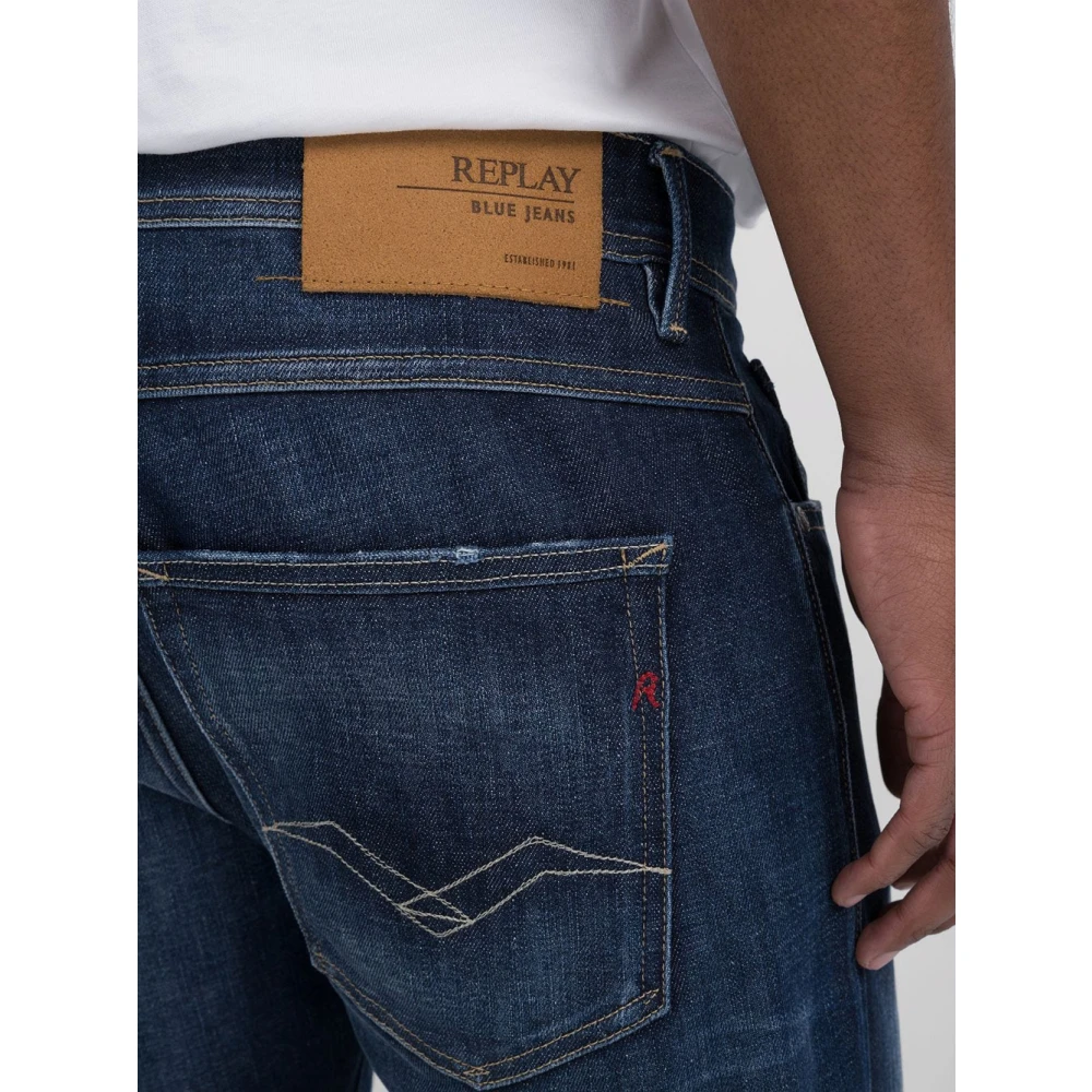 Replay Slim Fit Denim Jeans Blue Heren