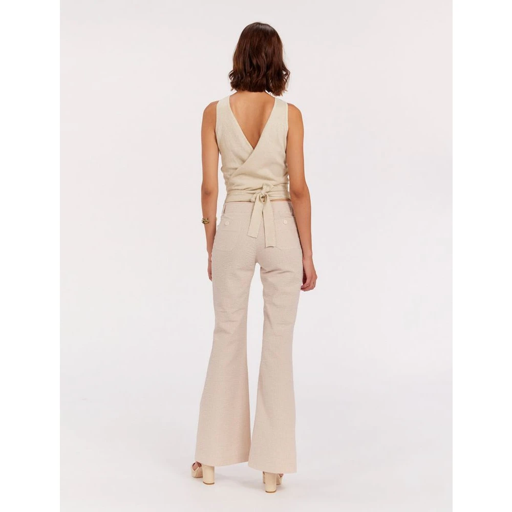 Ines De La Fressange Paris Gestreepte Flare Broek Beige Dames