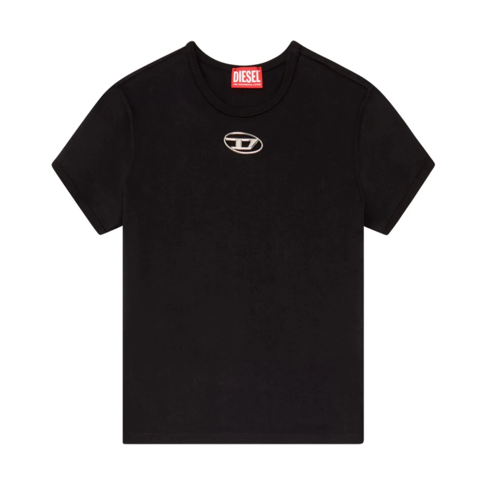 Diesel Zwart T-shirt met Oval D-logo Black Dames