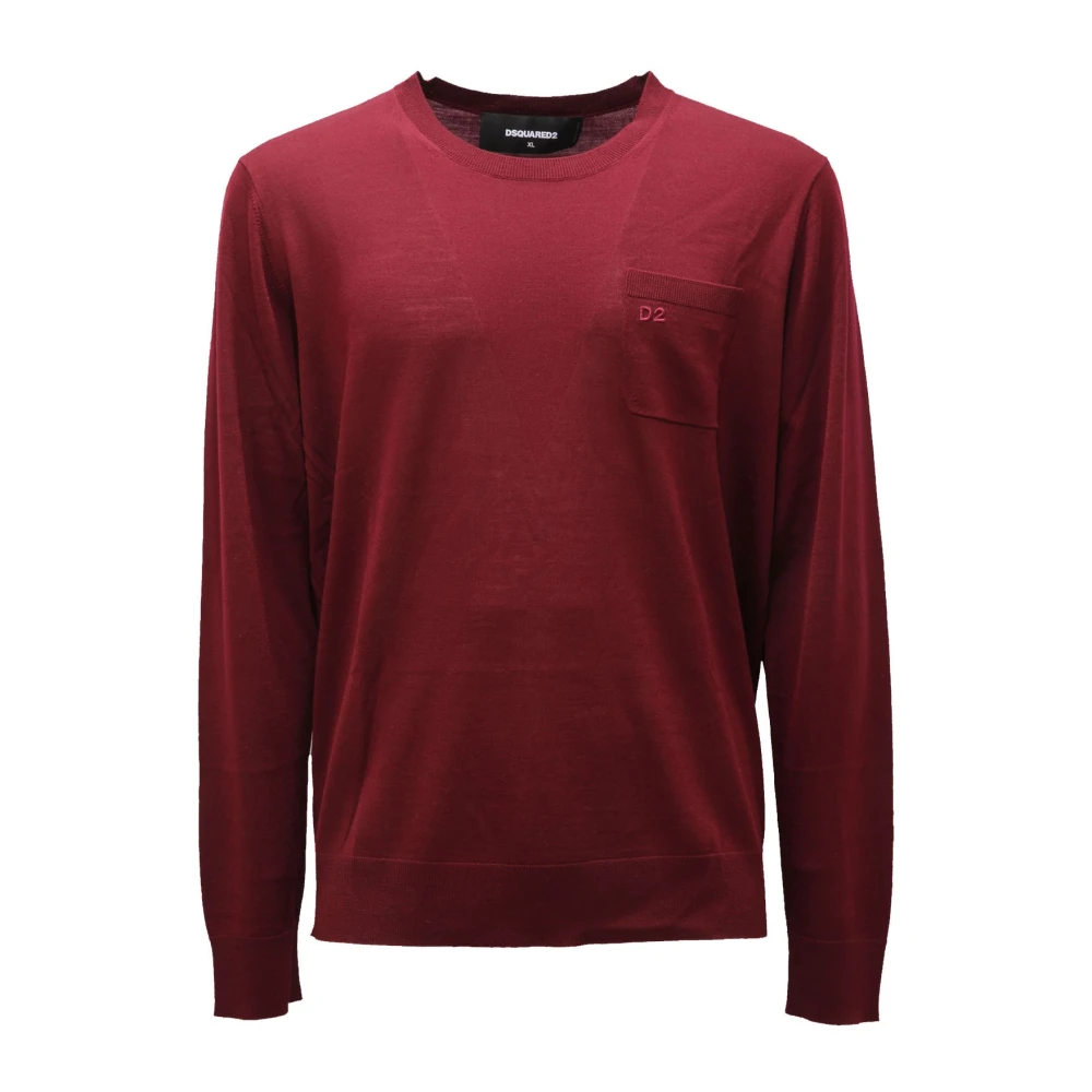 Dsquared2 Men's Burgundy Wool Round-Neck Sweater
