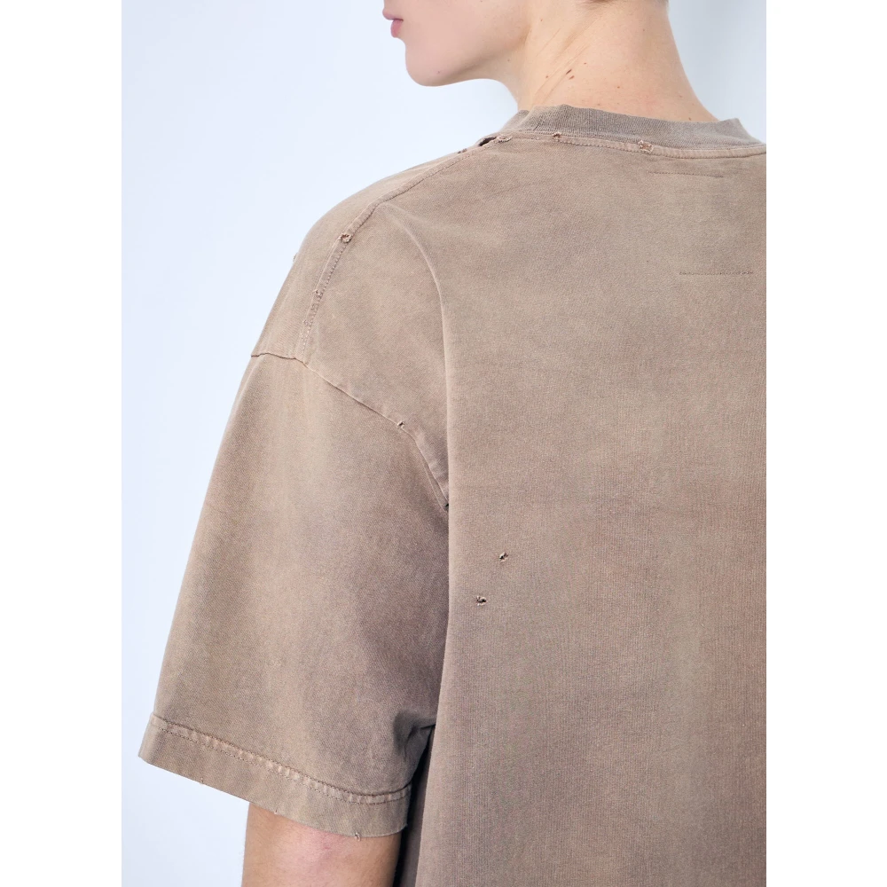 Mihara Yasuhiro Versleten Logo Geborduurd T-shirt Brown Heren