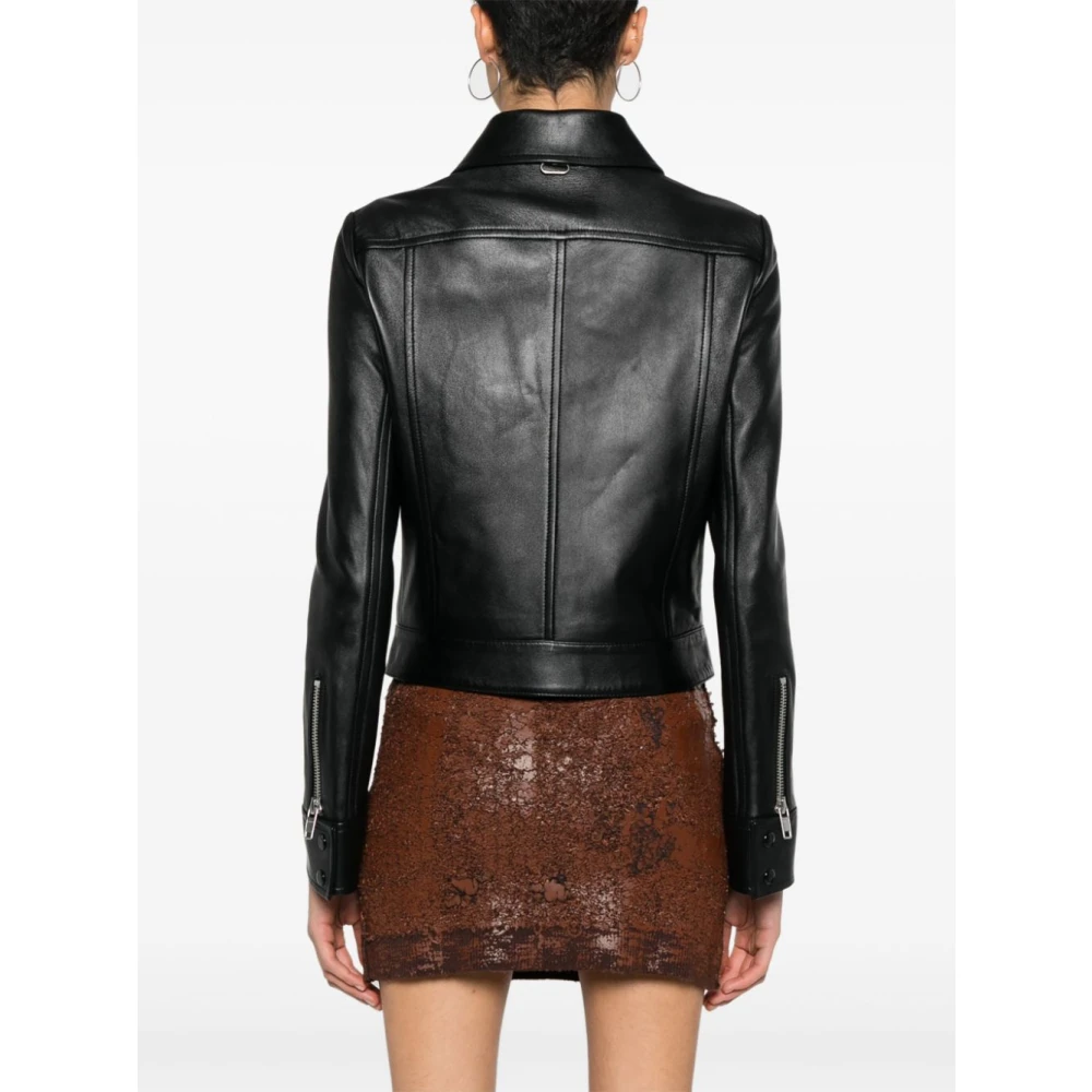 Courrèges Zwarte Leren Iconische Ritsjas Black Dames