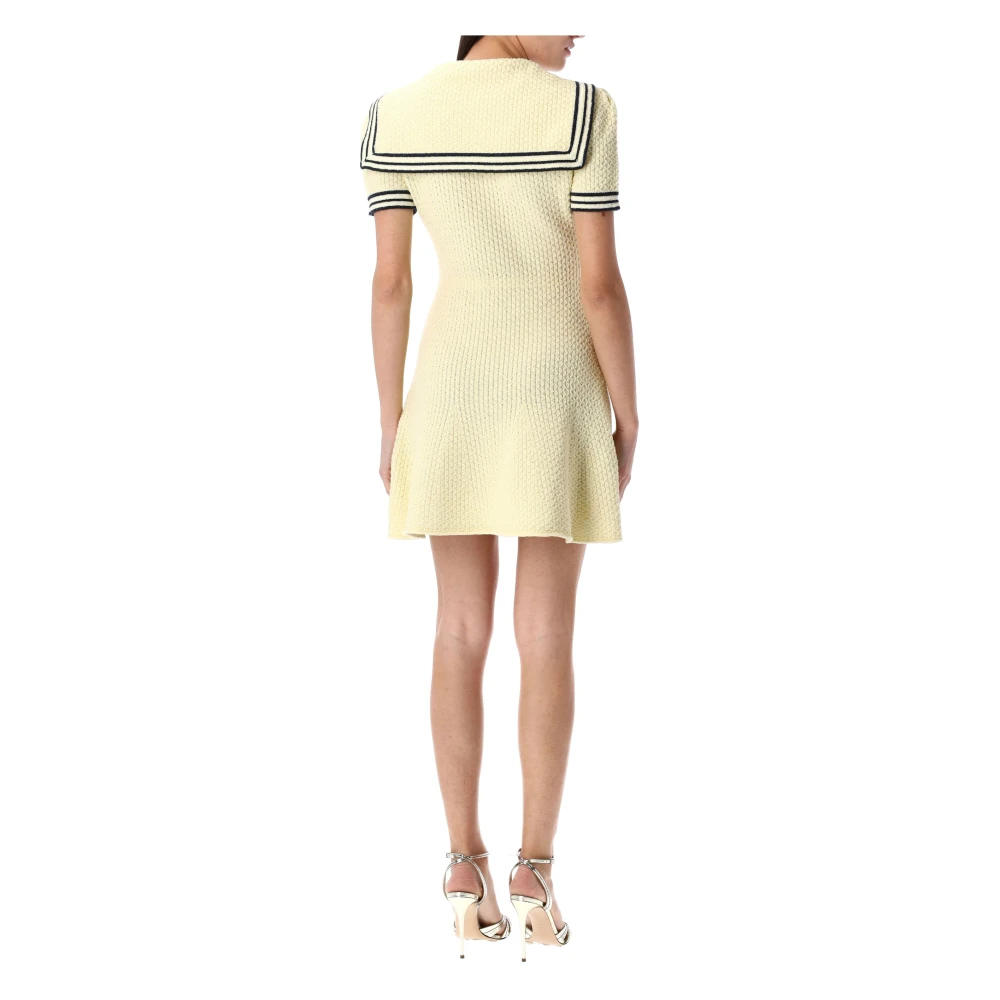 Self Portrait Mini Gebreide Jurk Yellow Dames