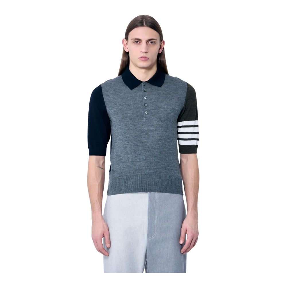 Thom Browne Polo Shirt met Contrastpanelen Multicolor Heren