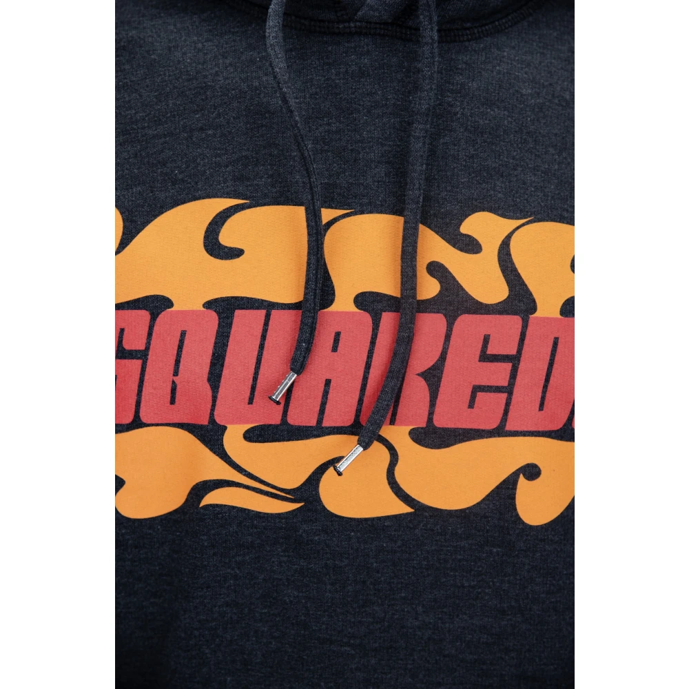 Dsquared2 Hoodie met Logo Print Black Heren