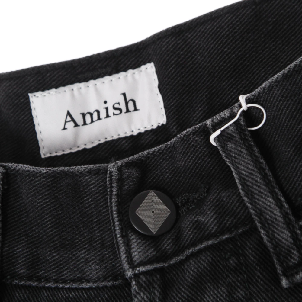 Amish Donkerzwarte Stretch Denim Jeans Black Dames
