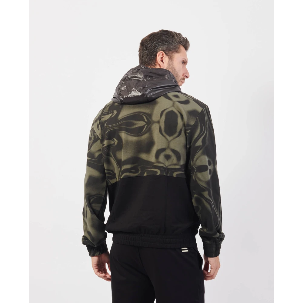 Emporio Armani EA7 Groene hoodie met ritssluiting zakken Green Heren