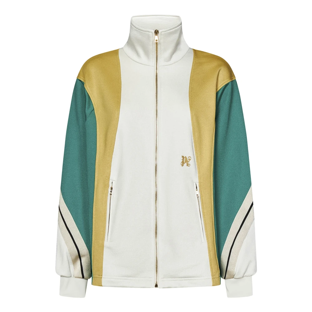 Palm Angels Roomwitte Zip-Up Sweater Beige Dames
