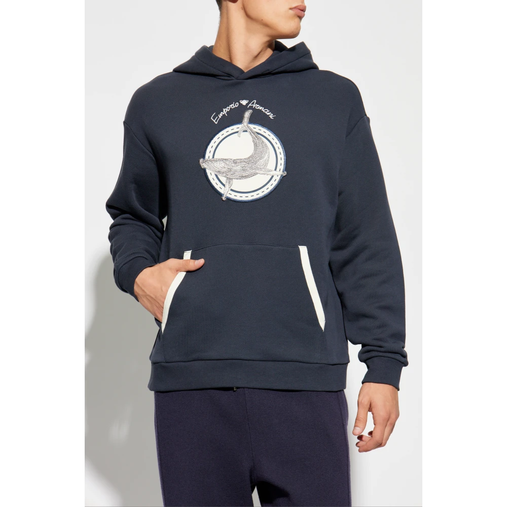 Emporio Armani Sweatshirt met patch Blue Heren
