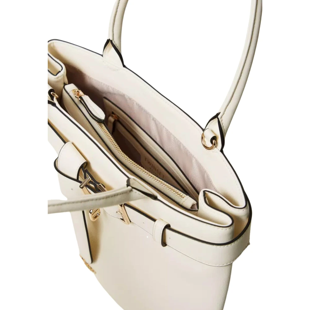 Twinset Stijlvolle Voyage Leren Shopper Tas White Dames