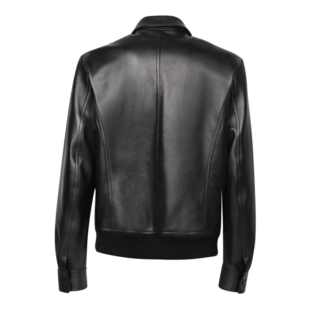 Tom Ford Zwarte Nappa Leren Jas. Klassieke Stijl Black Heren