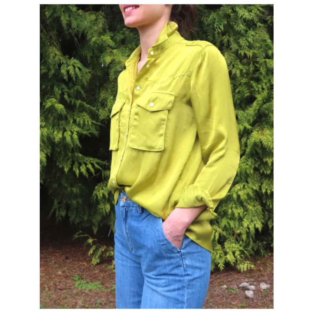 Mason's Satijnen Safari Blouse Green Dames