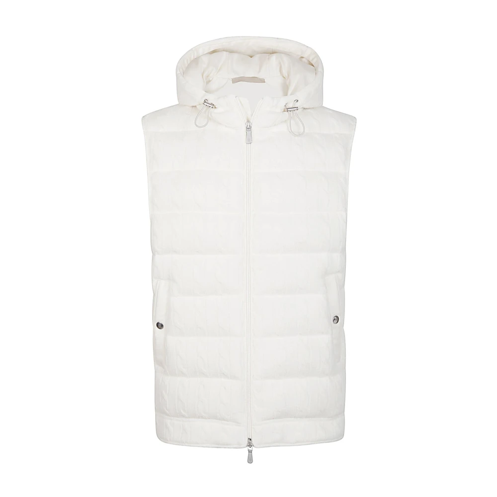 Eleventy Gebreid vest met capuchon White Heren