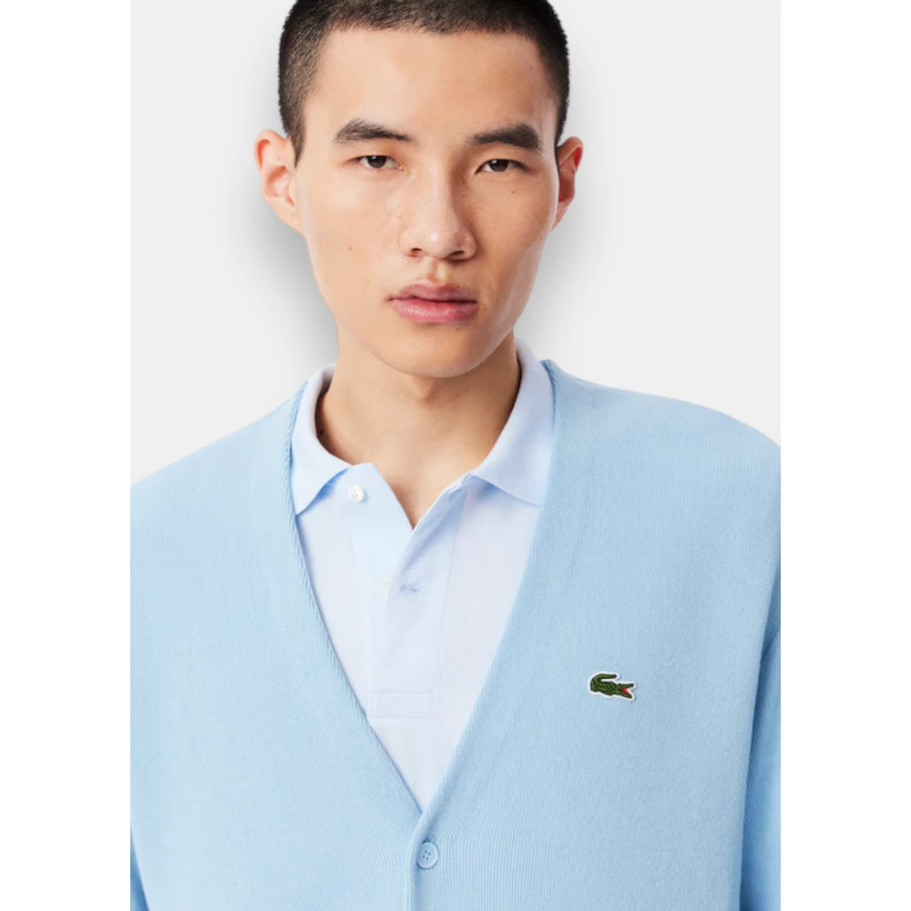 Lacoste Ruimvallende katoenen cardigan met streepdetails Blue Heren