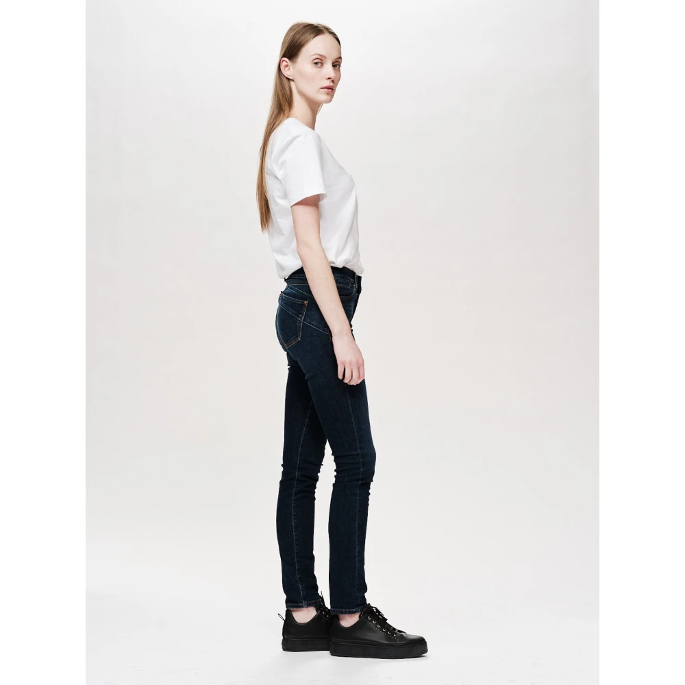 SPORTMAX Donkere Wassing Skinny Denim Jeans Blue Dames