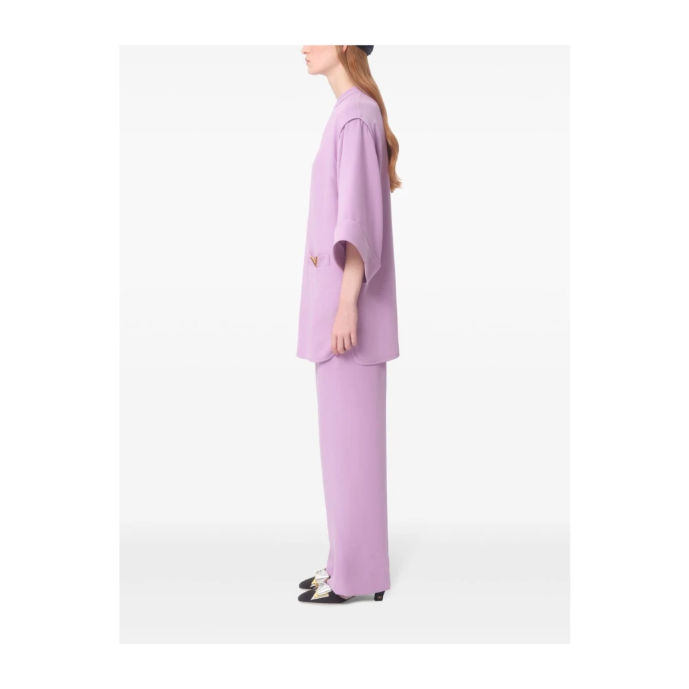 Valentino Lila Zijden Cady Jurk met Zakken Purple Dames