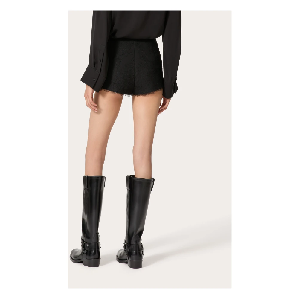 Valentino Garavani Zwarte Kant Korte Broek Black Dames