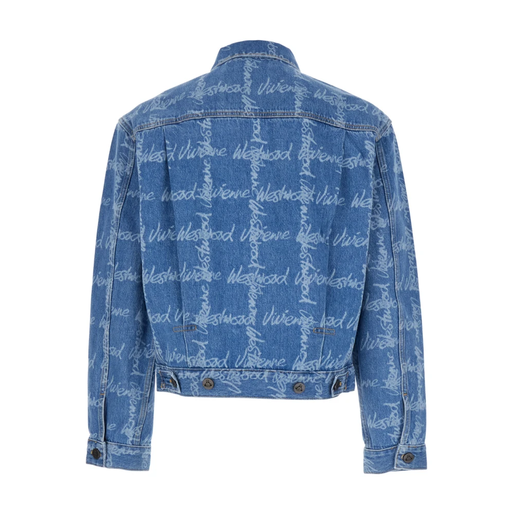 Vivienne Westwood Blauwe Denim Jas met Bedrukt Logo Blue Heren