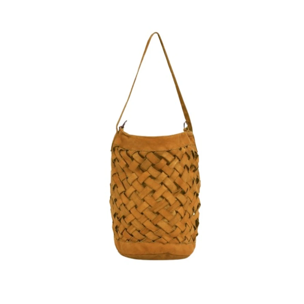 Malababa Handgeweven Leren Middelgrote Tas Yellow Dames