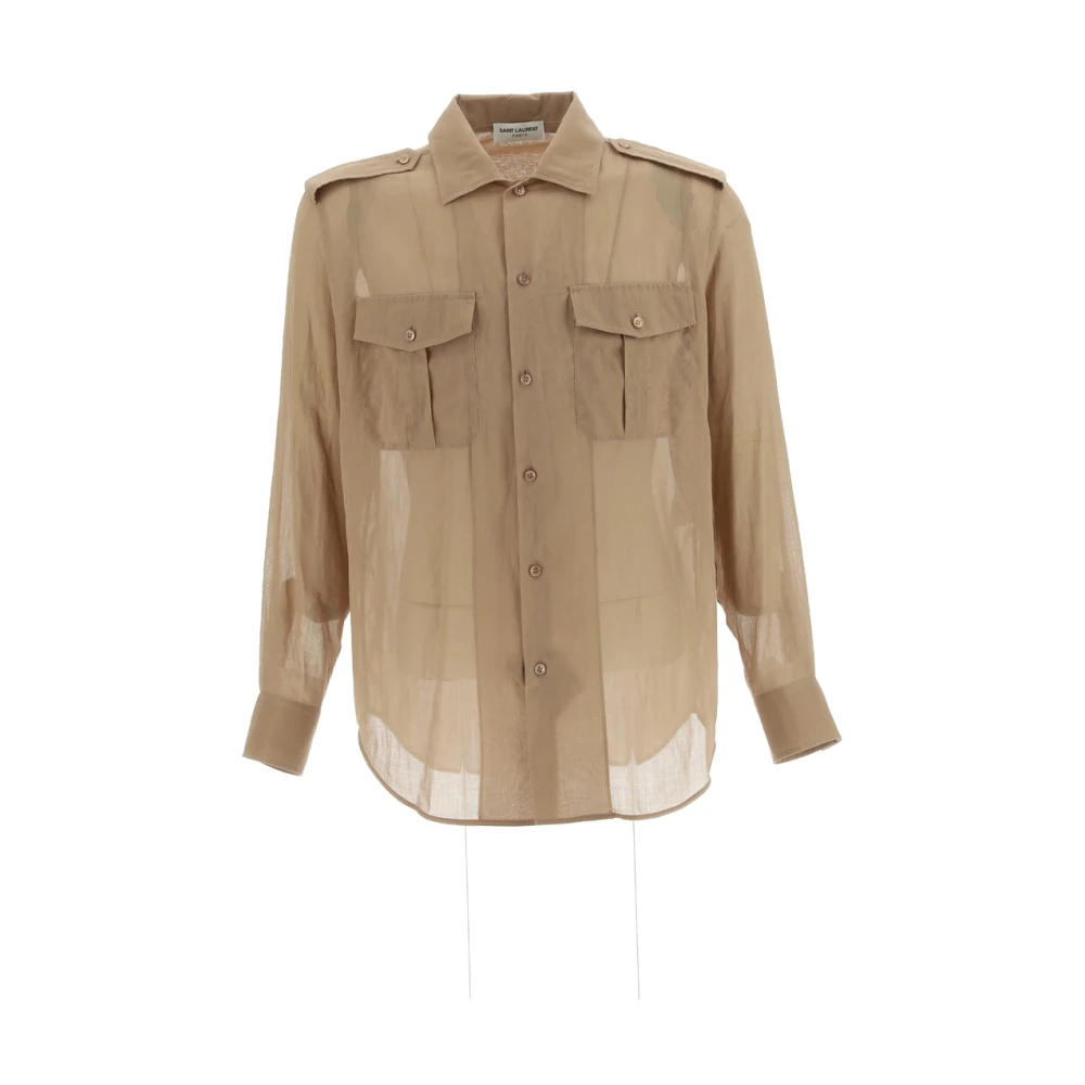 Saint Laurent Katoenen Voile Shirt Beige Heren