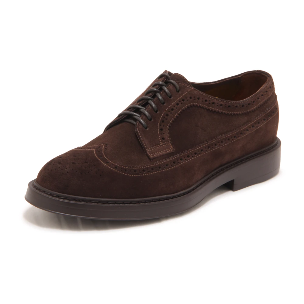 Doucal's Men's Brown Laced Shoes, 8 Uk, Suede Lace-Up Shoes, Made In Italy