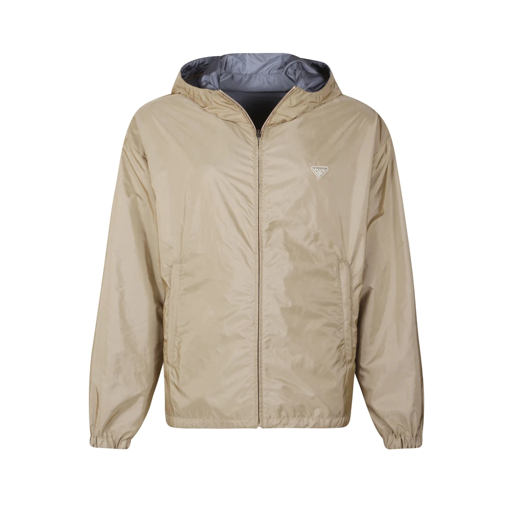 Prada Men's Reversible Oversized-Fit Windbreaker - Blue/Beige - L - Image 4