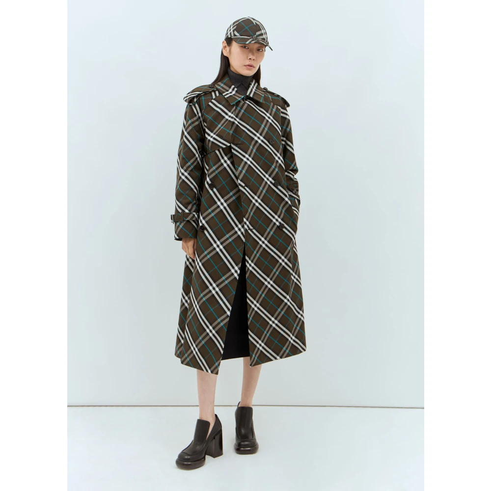 Burberry Klassieke Check Trenchcoat Green Dames