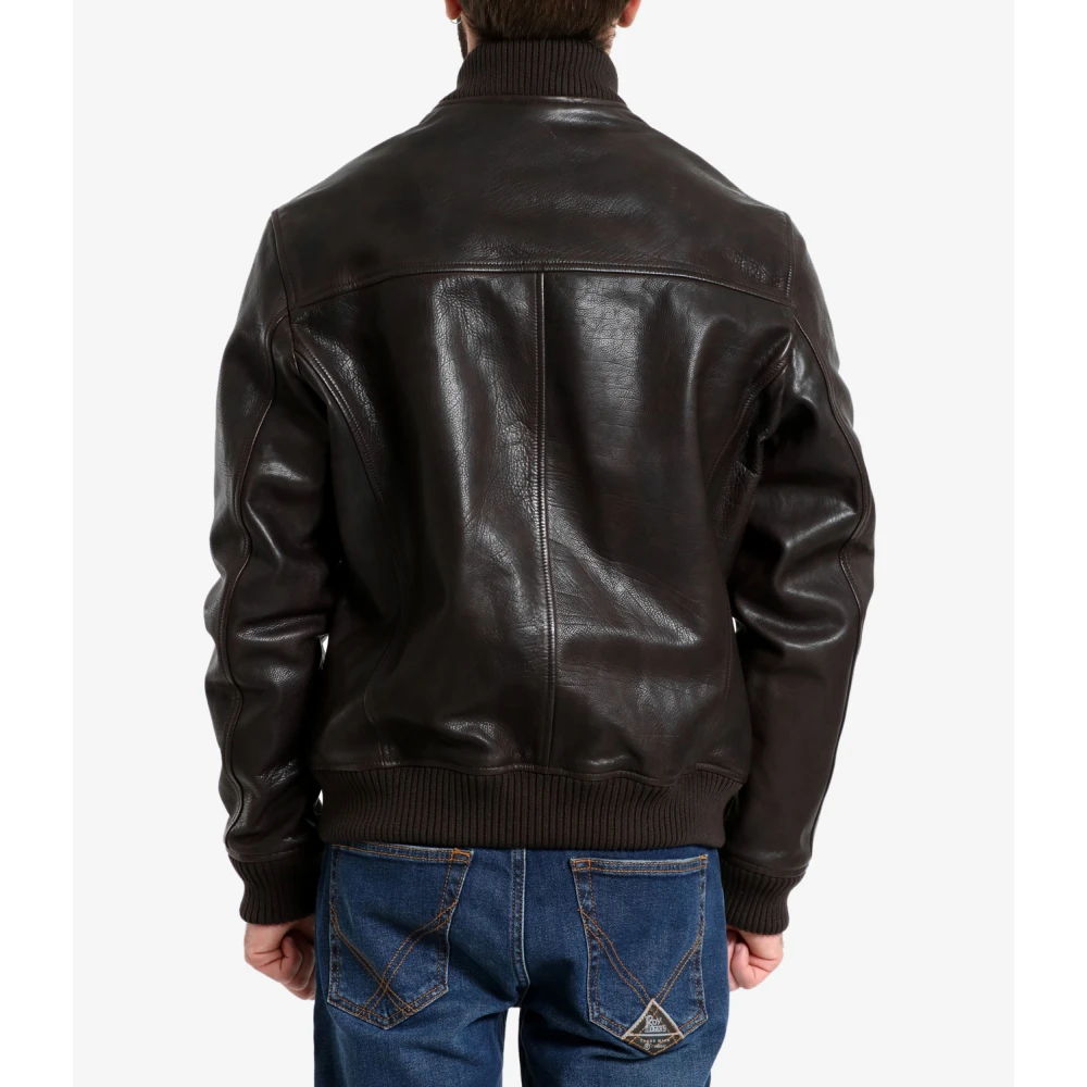 Roy Roger's Donkerbruine leren jas Vintage stijl Brown Heren