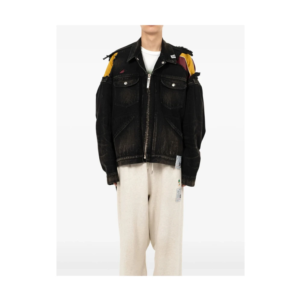 Mihara Yasuhiro Zwart rits vooraan buitenkleding met zakken Black Heren