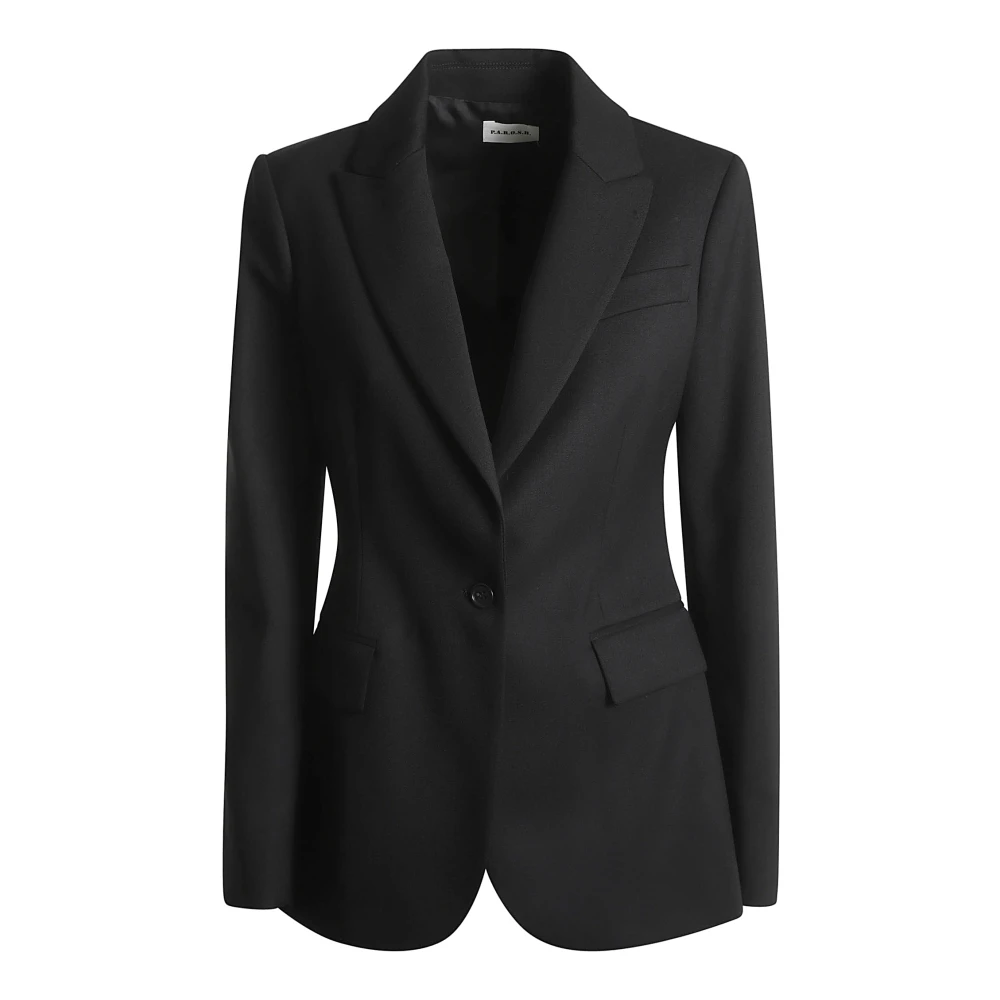 P.a.r.o.s.h. Zwart Wol Buitenkleding met Revers Black Dames