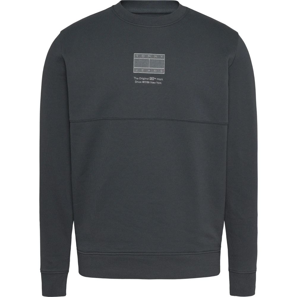 Tommy Jeans Men's Blue Jumper With Tonal Logo - Sweatshirts - Xl - Sweatshirts & Hoodies