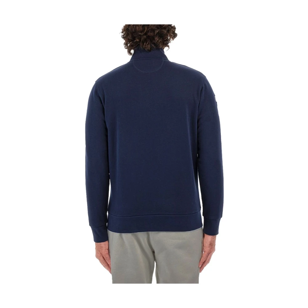 LA MARTINA Blauwe Katoenen Rits Sweatshirt Geborduurd Logo Blue Heren