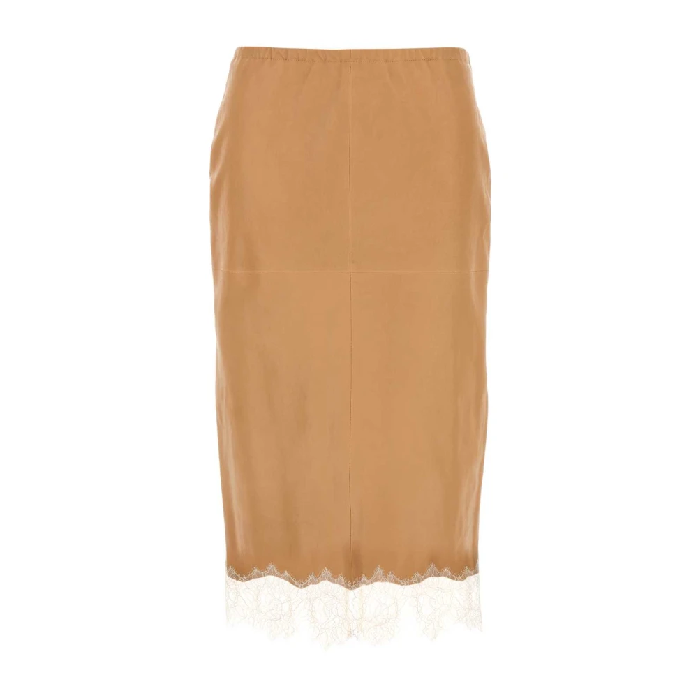 Blumarine Stijlvolle Camel Leren Rok Brown Dames