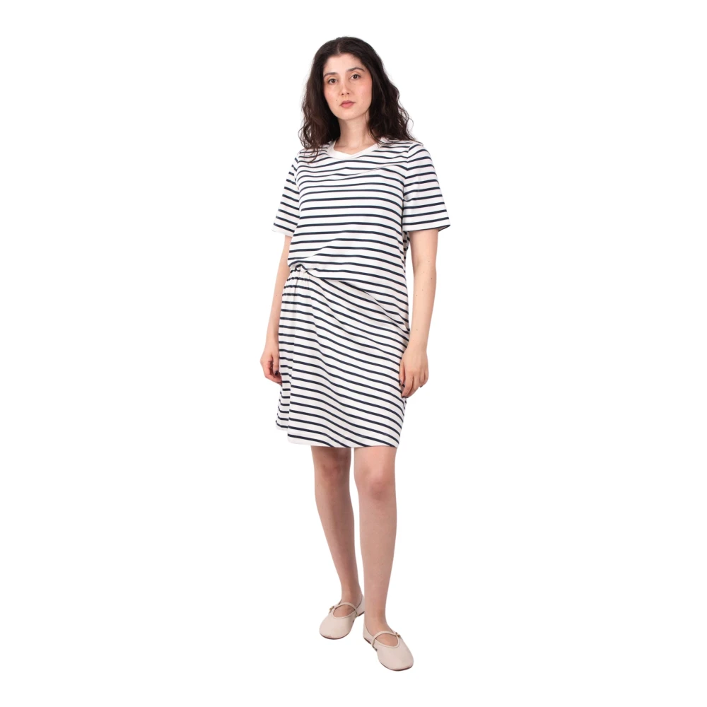 Weekend Max Mara Vrouw Multicolor Kleedjes Dames, Veelkleurig, S, Blauw Gestreepte Jersey Jurk Pireo